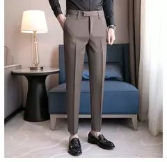 Calça masculina elegante estilo britânico, casual de negócios, escritório de deslocamento, calça de lazer, roupa social masculina, verão - comprar online