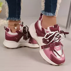 Novas mulheres tênis de malha respirável plataforma tênis feminino casual rendas até ao ar livre sapatos femininos baixo topo zapatos de mujer na internet