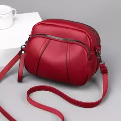 Imagem do Cor sólida elegante rebite zíper bolsa de telefone móvel feminino simples cou