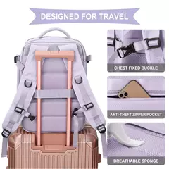 Mochila de viagem leve para mulheres, grande capacidade, mala multifuncional, carregamento USB, bagpacks de bagagem do avião - loja online