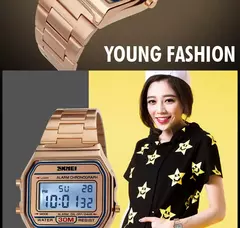 Skmei-Relógio digital à prova d'água para homens, pulseira de aço inoxidável, display LED, relógios esportivos casuais, moda, 1123 - Wolf Magazine