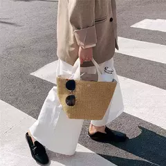 Fsafashion-bolsa de tecido palha para mulheres, bolsa casual para férias, bolsas com alça superior, bolsas de ombro retrô artesanais, moda feminina, 2024 - Wolf Magazine