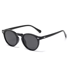 Óculos de sol retrô redondo para homens e mulheres, pequenos óculos polarizados masculinos e femininos, tons vintage literários, óculos para dirigir na moda - loja online