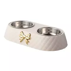 Suprimentos para animais de estimação gravata borboleta bowknot gatos tigela de comida pp base tigela de cão de aço inoxidável duplo acessórios para animais de estimação alimentação beber tigela dupla