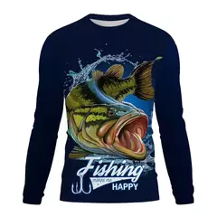 Camisa de pesca masculina verão roupas de pesca ao ar livre protetor solar manga longa impressão 3d camisas casuais anti-uv camisas de pesca de secagem rápida