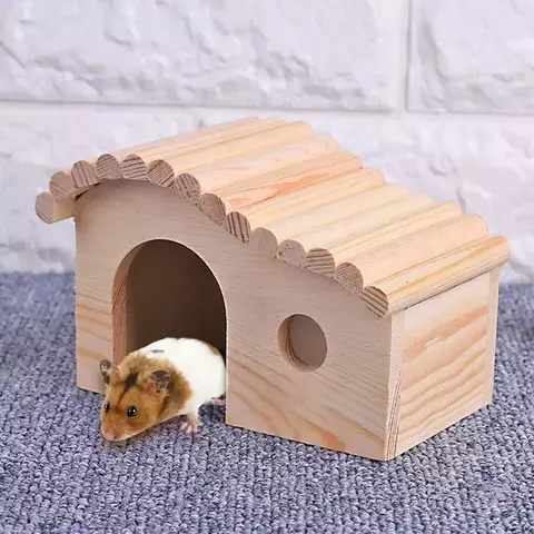 Portátil de madeira Dormir Camas, anti-ácaro, pequeno animal Cozy House, Hamster Montagem Cottage, Pet Supplies
