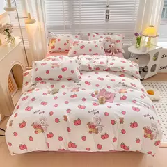 Conjunto de lençol impresso bonito para crianças, estilo cartoon, conjunto de cama respirável, cama King e Queen durável na internet