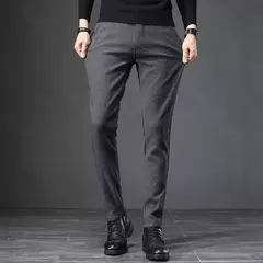 Calça executiva de cintura elástica masculina, tecido fosco, calça casual, terno social e formal, traje de primavera e outono, 2022 - Wolf Magazine