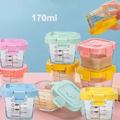 Caixa de armazenamento de alimentos de vidro para pequeninos, Baby Cup, Safe Microwave Safe, Frozen, 170ml