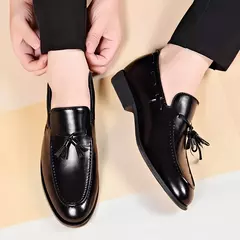 Estilo designer masculino deslizar sobre sapatos de couro, sapatos casuais de negócios, festa de casamento, novo, plus size