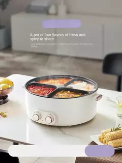 Panela elétrica de pato mandarim colorido, quatro grades, multifuncional doméstico, 6 l de capacidade, panela quente integrada, caldeirão - Wolf Magazine