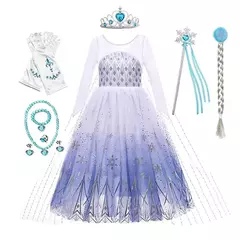 Crianças elsa traje menina aniversário malha vestido de princesa crianças cosplay neve rainha desempenho fantasia noite roupas de halloween - Wolf Magazine