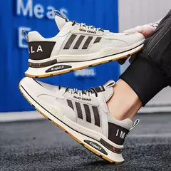 Tênis de malha leve respirável masculino, sapato casual, com renda, calçado de caminhada, tênis, verão