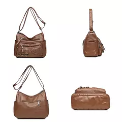 Bolsa de bolso multi couro PU vintage feminina, bolsas de ombro transversais femininas, bolsas de design de luxo, alta qualidade, 2023 - loja online