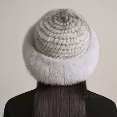 Chapéu de pele de vison genuíno para mulheres gorro de malha natural de luxo chapéu de malha artesanal pele de raposa real moda inverno quente, novo - Wolf Magazine