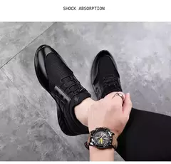 Sapatos esportivos casuais de verão respiráveis plus size sapatos masculinos de couro 6cm salto interno invisível aumentar sapatos 8cm - comprar online
