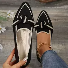 Mocassins femininos de malha, tênis de caminhada casual, tênis respirável, cor sólida confortável, dedo do pé apontado, novo, 2022, 2024 na internet