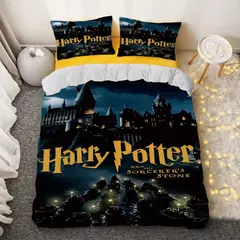 Conjunto de cama dos desenhos animados harries p-potters capa de edredão fronha relíquias da morte colcha capa para crianças presente único duplo grande - comprar online