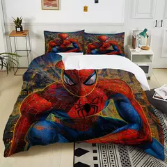 Imagem do Marvel Spider-Man Conjunto de cama para adultos e crianças, Luxury Bed Comforter, Capa de edredão, 2 Fronhas, Gift, 3Pc, 1