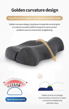 Travesseiro cervical, travesseiro de contorno de espuma viscoelástica, travesseiros de cama para dormir ortopédico ergonômico