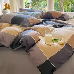 Xadrez Impresso Floral Bedding Set, Check Pattern, Cavalheiro, Capa de edredão, Fronha, Lençol, Quilt Cover, Single, Queen, King Size - Wolf Magazine