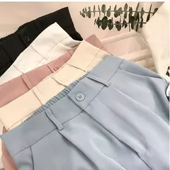 Calça feminina elástica de cintura alta, calça feminina do escritório, casual solta streetwear, reta, preta, nove pontos, moda, outono, primavera - loja online