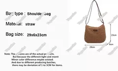Bolsas boêmias de praia de palha para mulheres, alta capacidade, bolsa de ombro artesanal, bolsas de tecido casual, bolsa - loja online