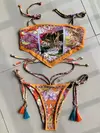 Impresso colheita superior biquíni feminino bandeau biquinis 2024 maiô feminino de duas peças conjunto de biquíni natação praia wear