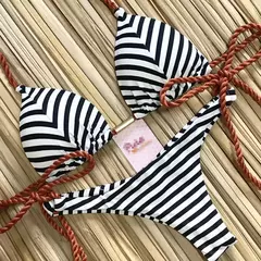 RUOTONGSEPT-maiô atado para mulheres, conjunto de biquíni listrado, moda praia sexy tanga, biquínis brasileiros bandagem, 2022 na internet