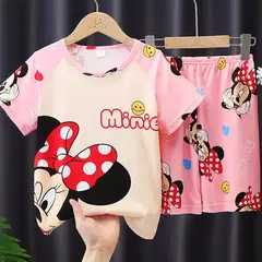 Conjunto de pijama infantil, roupa de manga curta, roupão, roupas para mães e filhos, meninos e meninas velhos, roupas de casa, verão