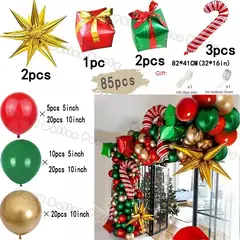 Imagem do Decorações balões de natal guirlanda arco vermelho metálico ouro com homem de gengibre estrelas balão foil para decoração de festa de natal