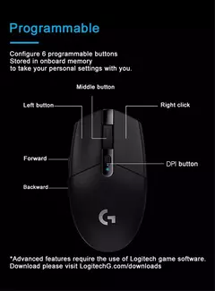 Logitech-g304 mouse gamer sem fio, sensor hero 12k, 12000dpi, 6 botões programáveis, compatível com pc e macos - Wolf Magazine