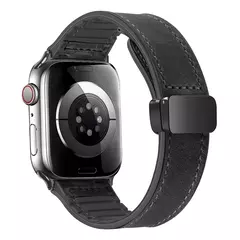 Imagem do Pulseira magnética para iWatch Series 9, pulseira de couro e silicone para Apple Watch Band, Ultra 2, 49mm, 44mm, 45mm, 41mm, 40mm, 38mm, 42mm, 8, 7, SE, 6