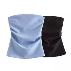 TRAF-Blusa sem mangas sem alças para mulheres, tops femininos, zíper traseiro, roupas de rua, tanque chique, moda verão, nova
