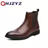 Botas de couro chelsea para homens, botas de negócios casuais de pelúcia quente, tamanho grande 48, marca designer, moda, 2024