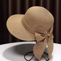 Chapéu de palha bowknot aba larga para mulheres, boné de praia, proteção UV, boné panamá respirável, chapéu balde casual, moda verão - Wolf Magazine