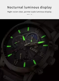 LIGE-Relógio de quartzo de couro marrom de luxo masculino, relógio impermeável, relógios esportivos, marca superior, casual, novo, 2022 - Wolf Magazine
