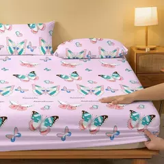 Simples e Moderno Borboleta Impresso Matte Lençol, Quarto Impresso Tampa de Cama, Cama (Excluindo Fronhas), 1