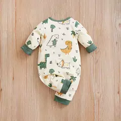 Macacão de algodão dinossauro dos desenhos animados para bebê recém-nascido, roupas de manga comprida, confortáveis e macias, meninos e meninas, 0-18, primavera e outono - comprar online