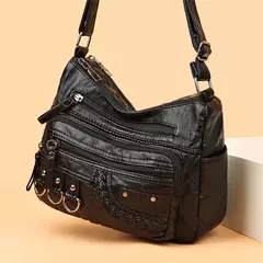 Bolsa de bolso multi couro PU vintage feminina, bolsas de ombro transversais femininas, bolsas de design de luxo, alta qualidade, 2023 - Wolf Magazine