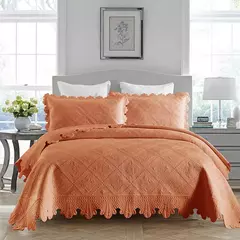 Colcha acolchoada com fronha, 100% algodão, bordado Quilt Set, queen size, tampa da cama, cobertor do verão, tamanho duplo, 3pcs