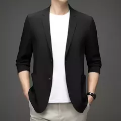 Jaqueta leve masculina, blazer fino, anti-rugas, fino, lapela sólida, casual, respirável, moda verão - loja online