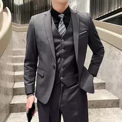 Terno de casamento casual de negócios masculino, conjunto de 3 peças, colete e calças masculinas bonitas de banquete, alta qualidade, nova moda, R$ 2020 - comprar online