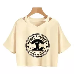 Disney o rei leão colheita topo t camisa recortada harajuku camiseta hakuna matata tshirt feminino topo t roupas femininas - comprar online