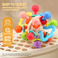 Brinquedo macio do chocalho do bebê do silicone Manhattan Round Ball Bola de mão Brinquedos mastigáveis Teethers para crianças, 0-12Months - Wolf Magazine