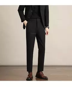 Imagem do Calça casual justa masculina, cortina avançada, terno formal grosso para escritório, preto, marrom, cinza, azul, outono e inverno