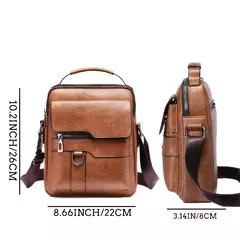 Bolsa de Ombro de Couro PU para Homens, Bolsas Crossbody, Business Flap, Mala Mensageiro Sólida Masculina, Bolsa de Viagem para iPad, 9.7 ", Brand - loja online