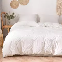 Imagem do Wasart branco pitada plissado capa de edredão 220x240cm verão luxo cama casal colcha conjuntos único duplo rainha king size