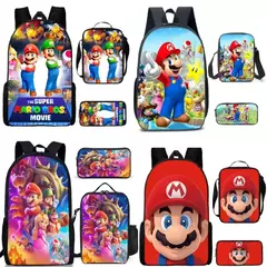 Super Mario Brothers Mario Escola Primária e Secundária Mochila Escolar, 3D Cartoon Mochila, Meninos e Meninas, Novo Filme, Conjunto de 3Pc - loja online