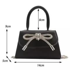 Mini bolsa de ombro monocromática para mulheres, design de arco, couro PU, aba, bolsas crossbody, bolsa de corrente, bolsas femininas, moda, 2024 - loja online